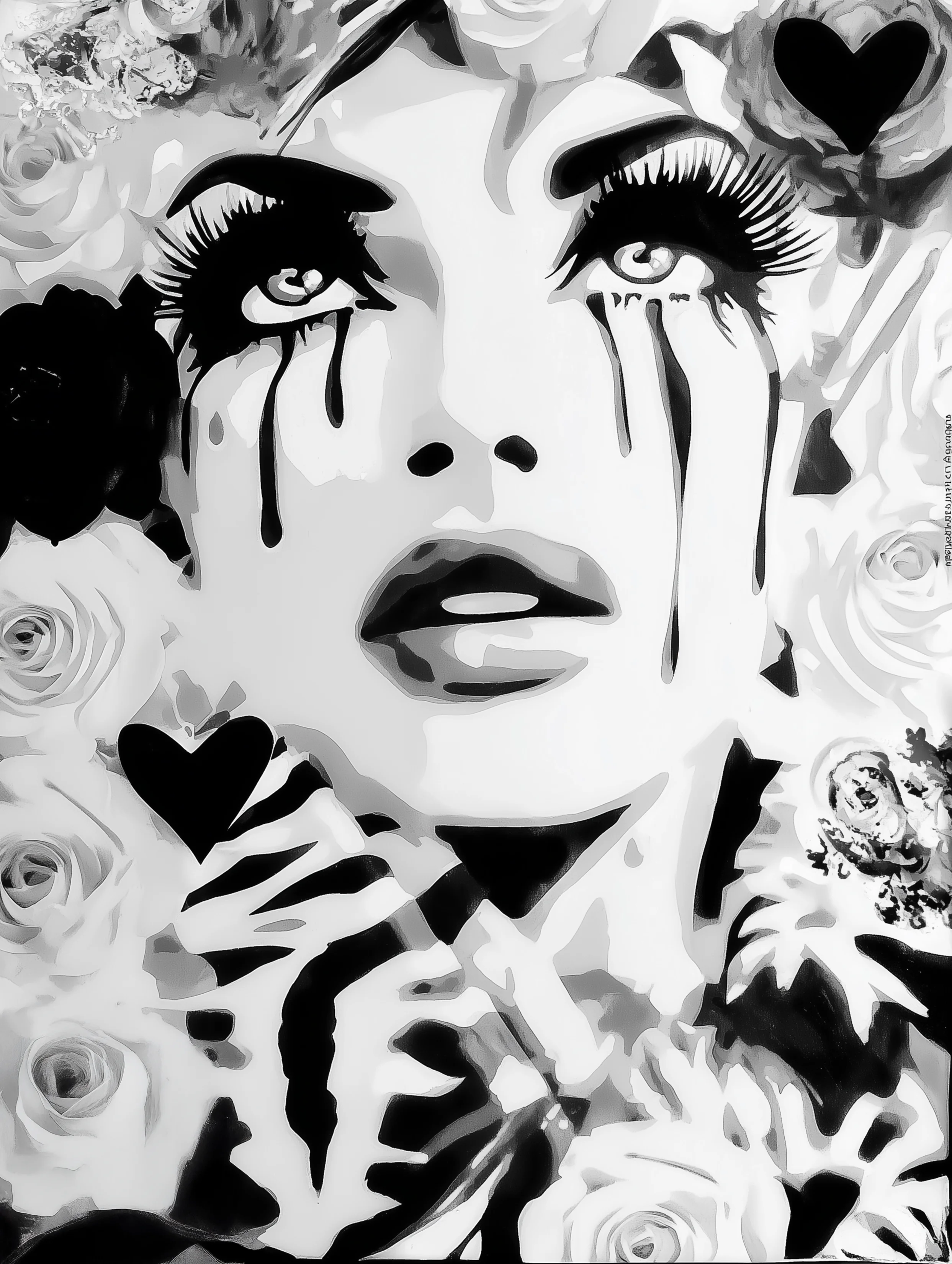 Free printable crying coloring page for adults featuring pretty lady crying